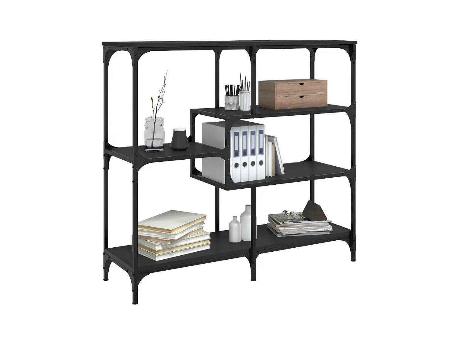 Zwarte consoletafel 103x32x95 cm bewerkt hout