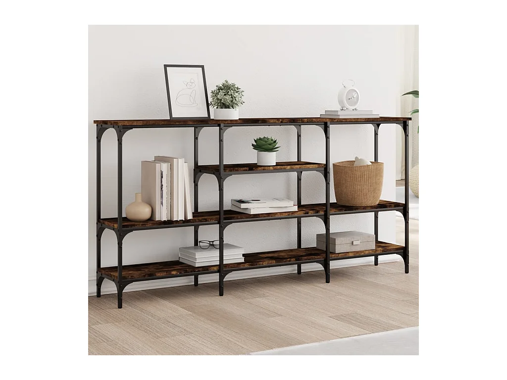 Table console chêne fumé 160x29x80 cm bois d'ingénierie