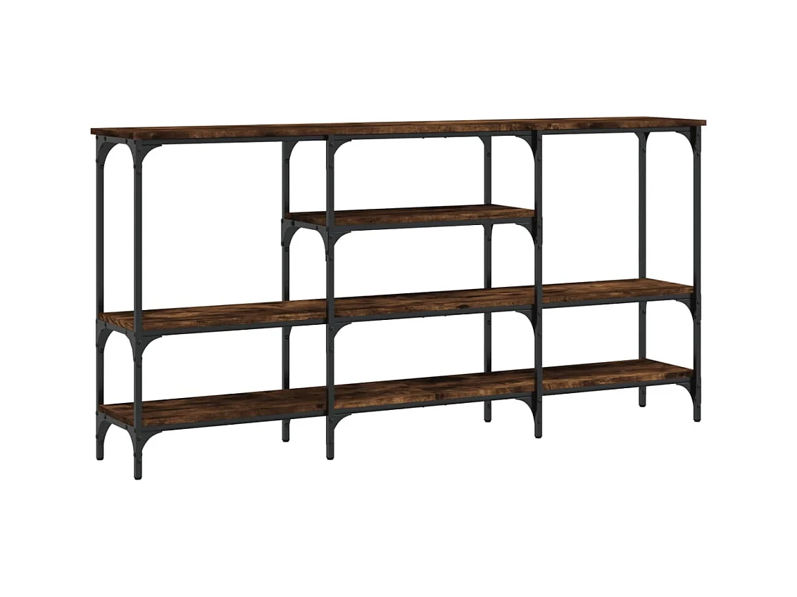 Table console chêne fumé 160x29x80 cm bois d'ingénierie