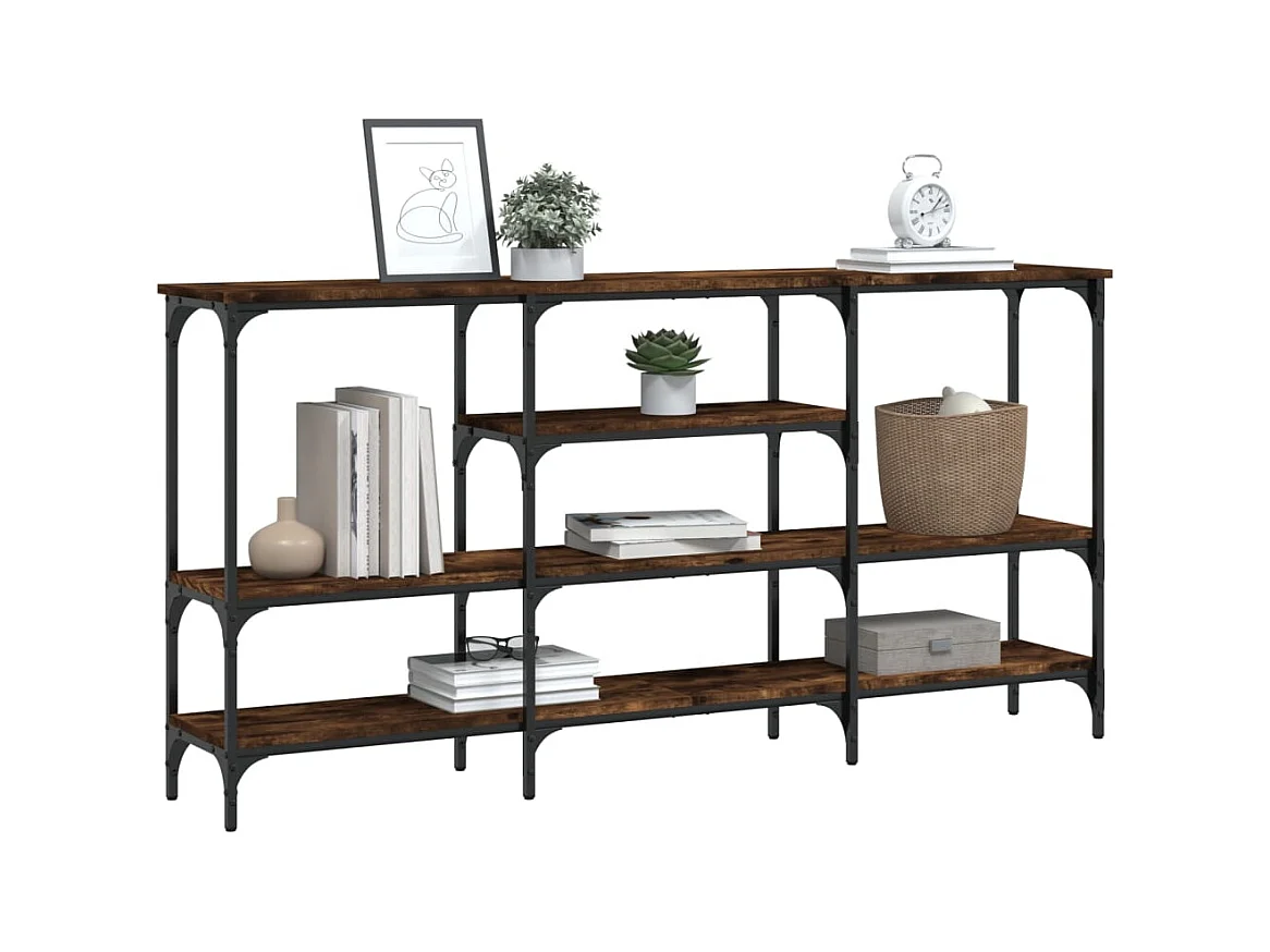 Table console chêne fumé 160x29x80 cm bois d'ingénierie