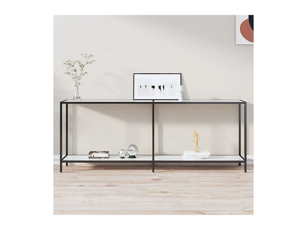 Table console Blanc 200x35x75,5 cm Verre trempé