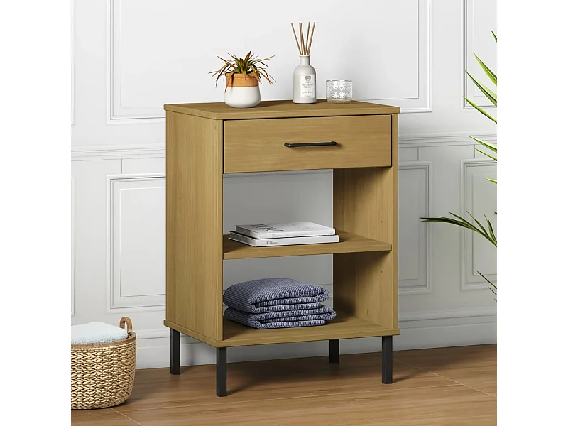 Mobile consolle con gambe in metallo Marrone Legno massello di pino OSLO