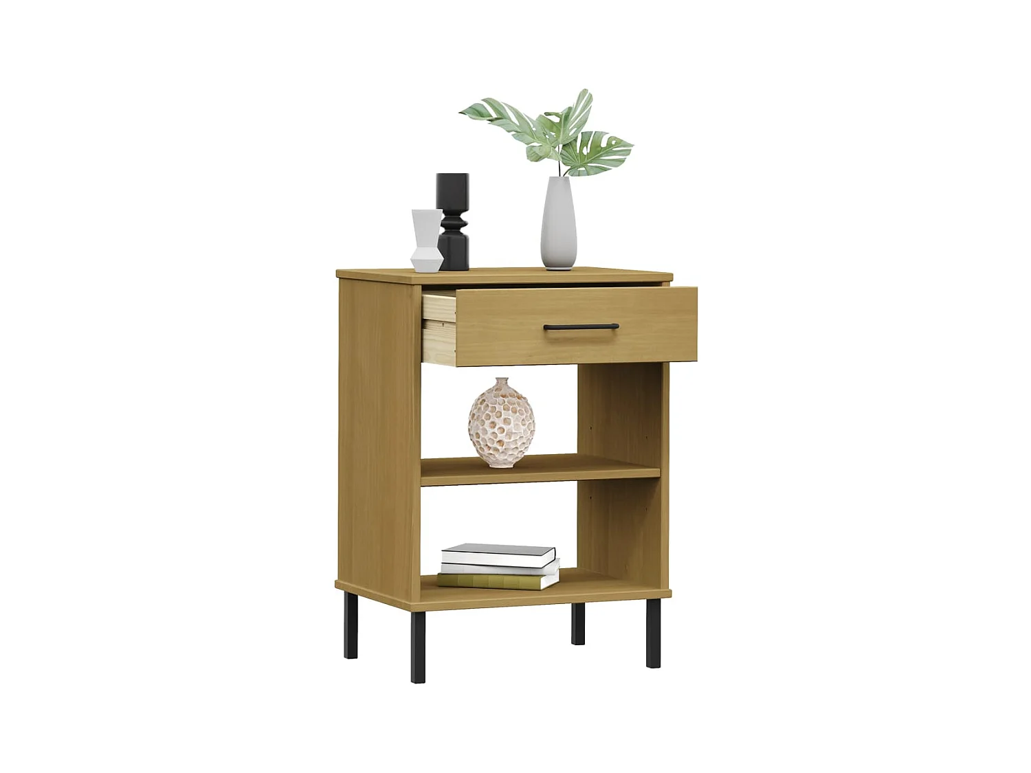 Armoire console avec pieds en métal Marron Bois pin massif OSLO