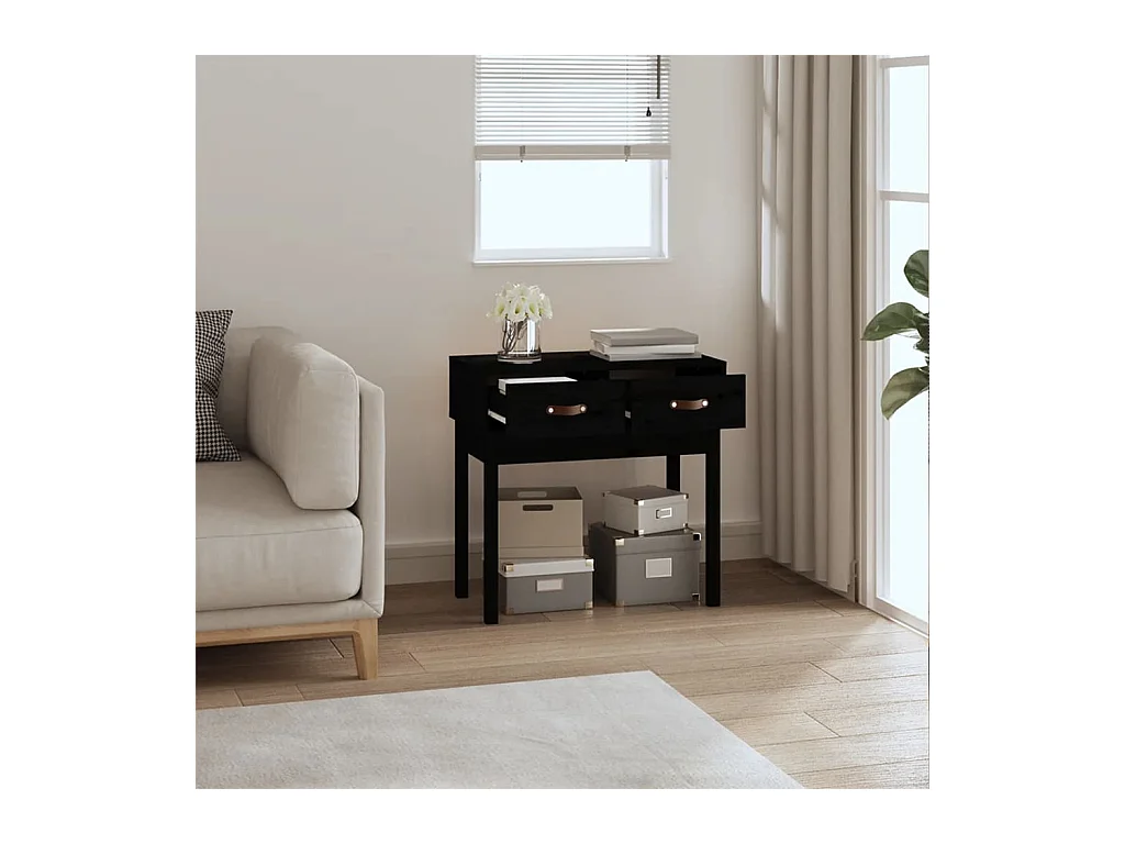 Consoletafel Zwart 76,5x40x75 cm Massief grenenhout