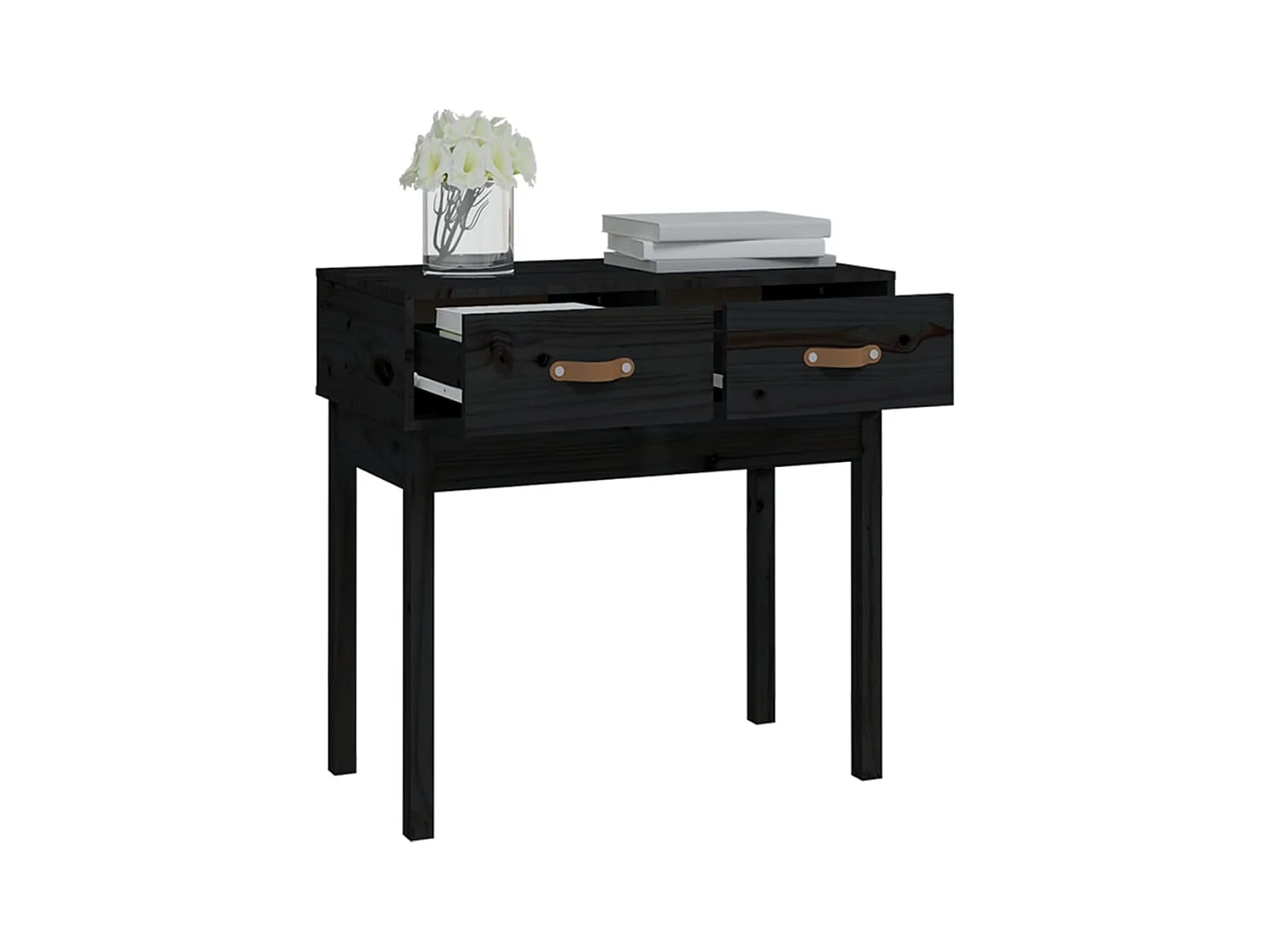 Consoletafel Zwart 76,5x40x75 cm Massief grenenhout