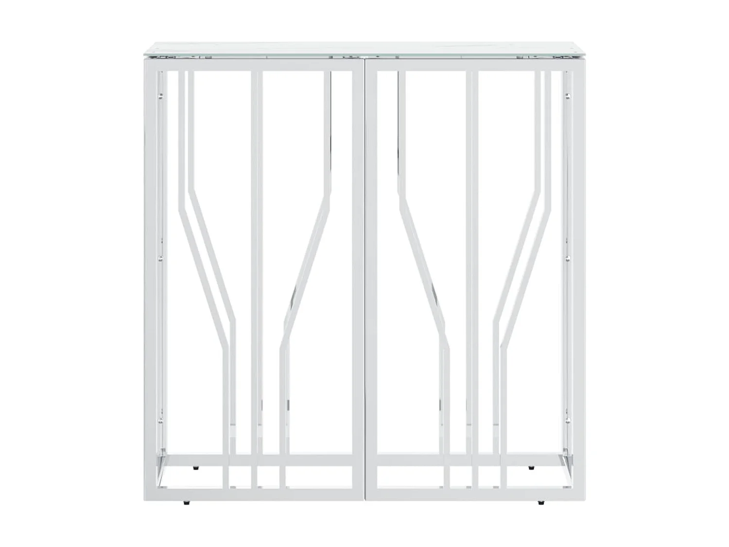 Consolle argento 70x30x70 cm acciaio inox e vetro