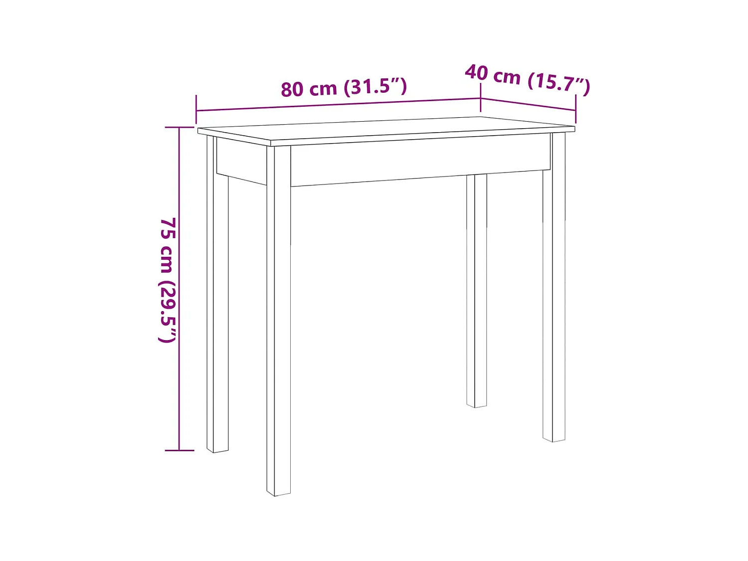 Table console marron miel 80x40x75 cm bois massif de pin