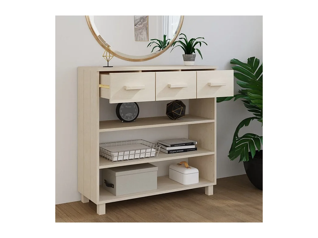 Table console  Marron miel 90x35x90 cm Bois massif de pin