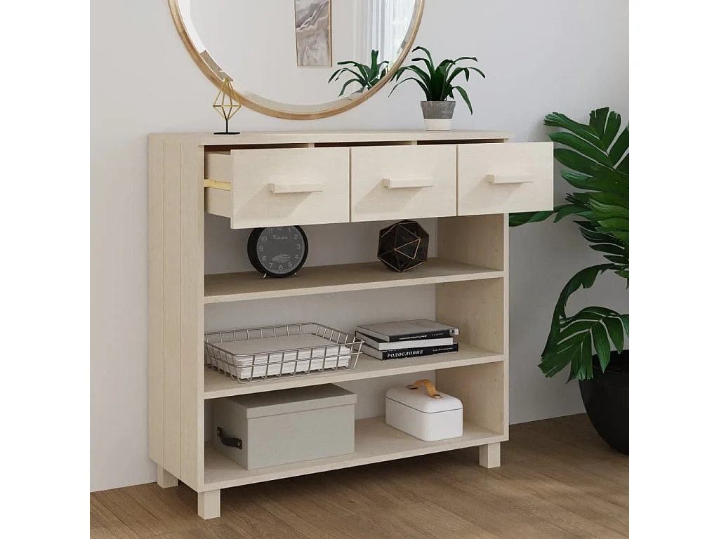 Honigbrauner Konsolentisch 90x35x90 cm Massivholz Kiefer