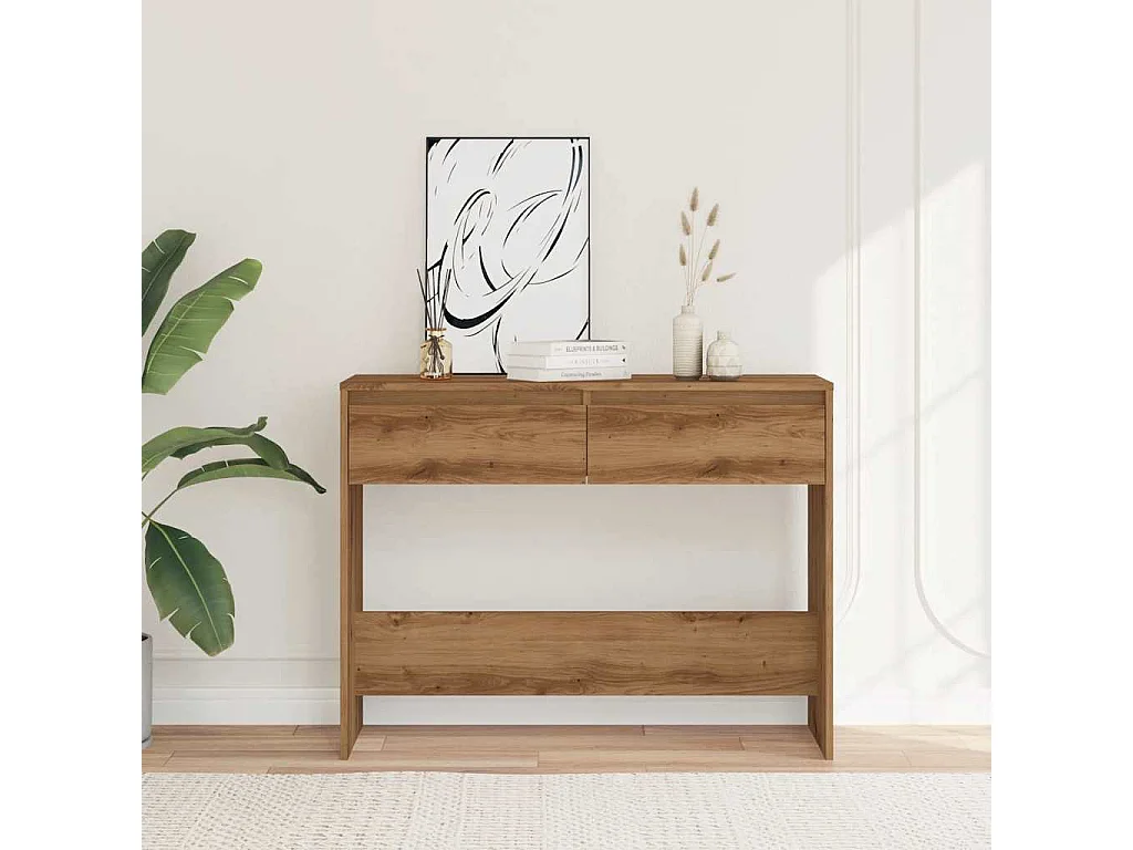 Consoletafel handgemaakt eikenhout 100x35x76,5 cm bewerkt hout