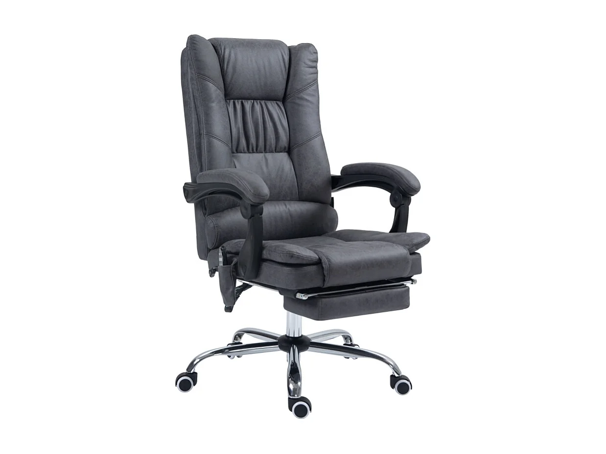 Chaise de bureau avec massage et fonction chauffante, réglable, polyester, gris foncé (64x70x118 cm)