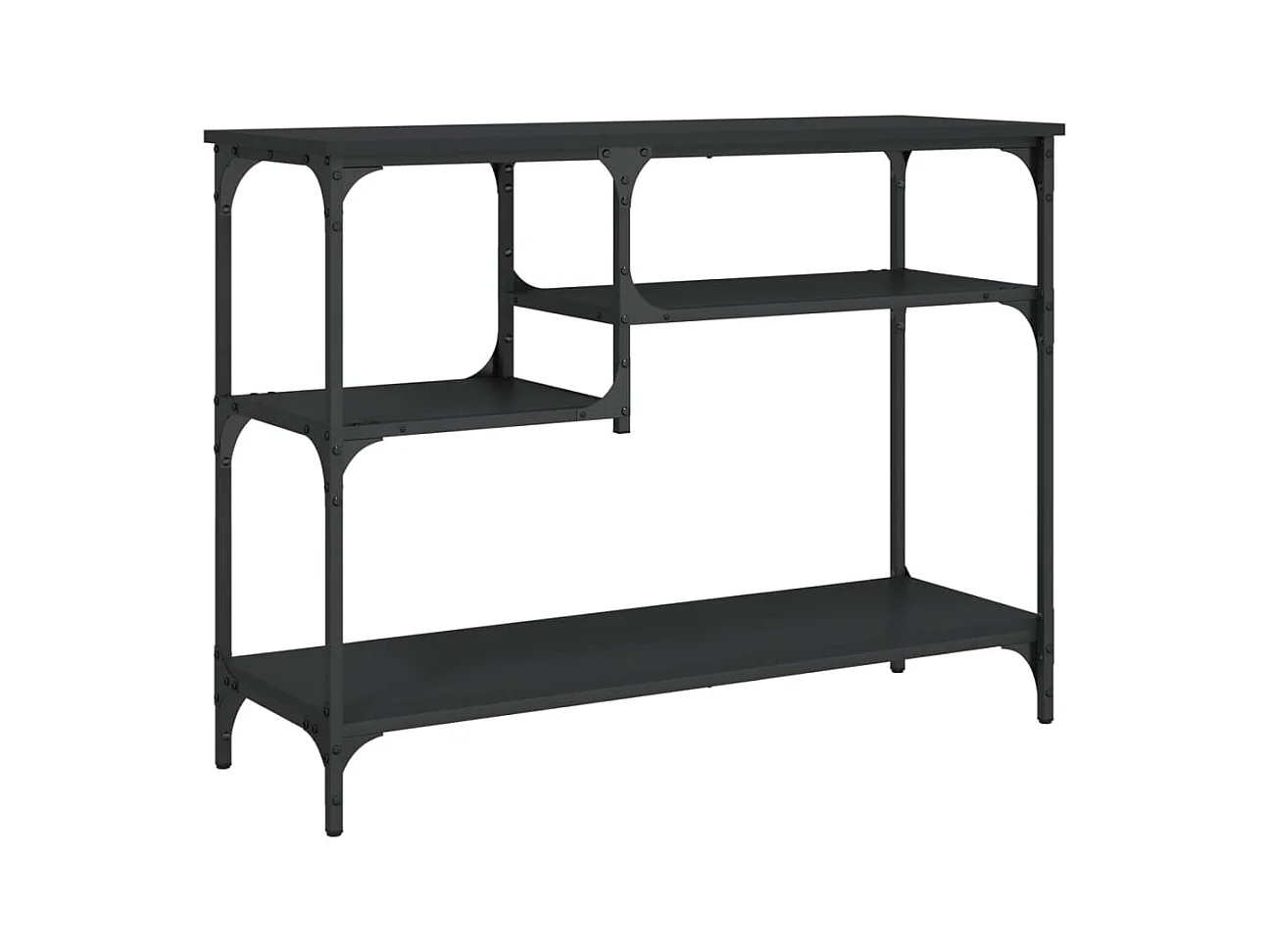 Tavolo consolle con ripiani nero 100x35x75 cm