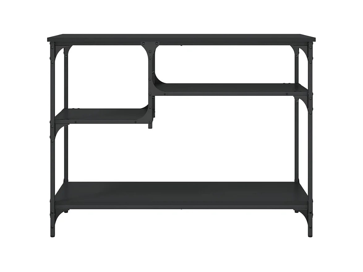 Tavolo consolle con ripiani nero 100x35x75 cm