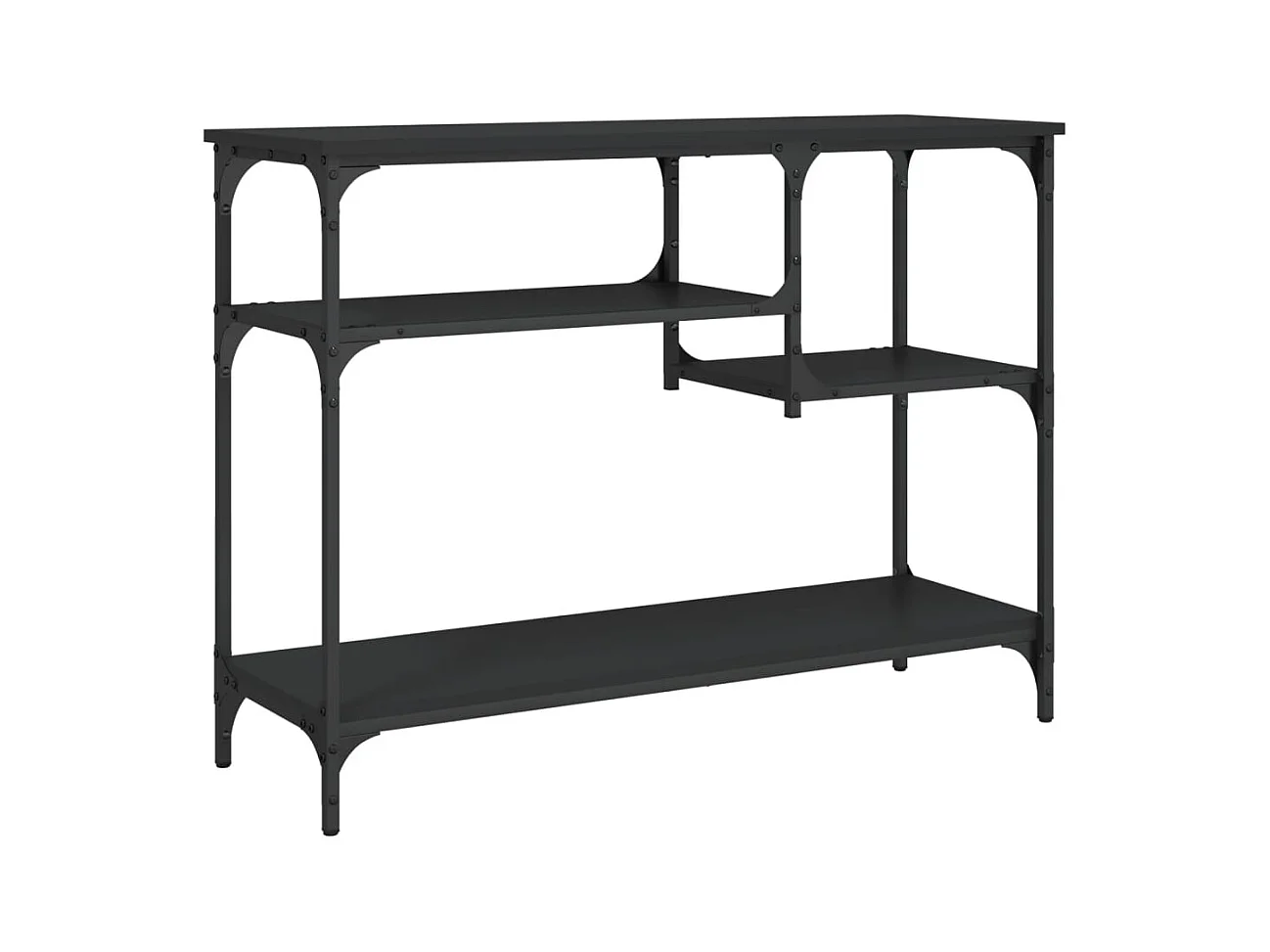 Tavolo consolle con ripiani nero 100x35x75 cm