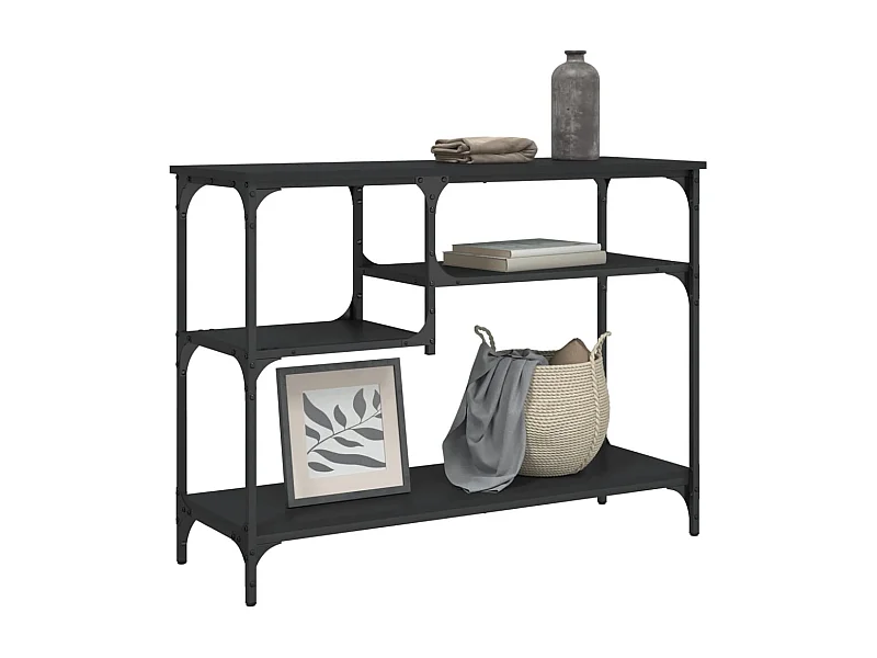 Tavolo consolle con ripiani nero 100x35x75 cm