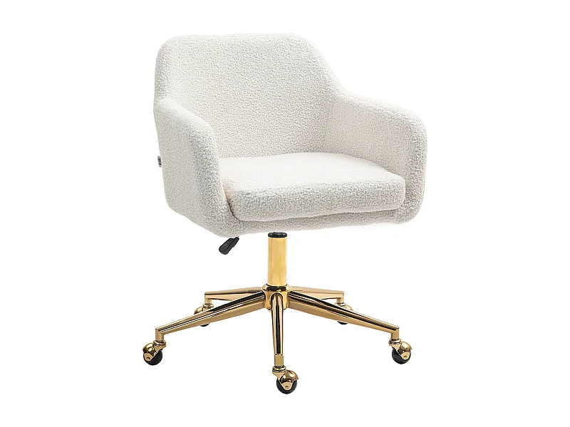 Sedia da ufficio con braccioli regolabili, schienale alto, tessuto di lino, crema (60x61x79-88 cm)