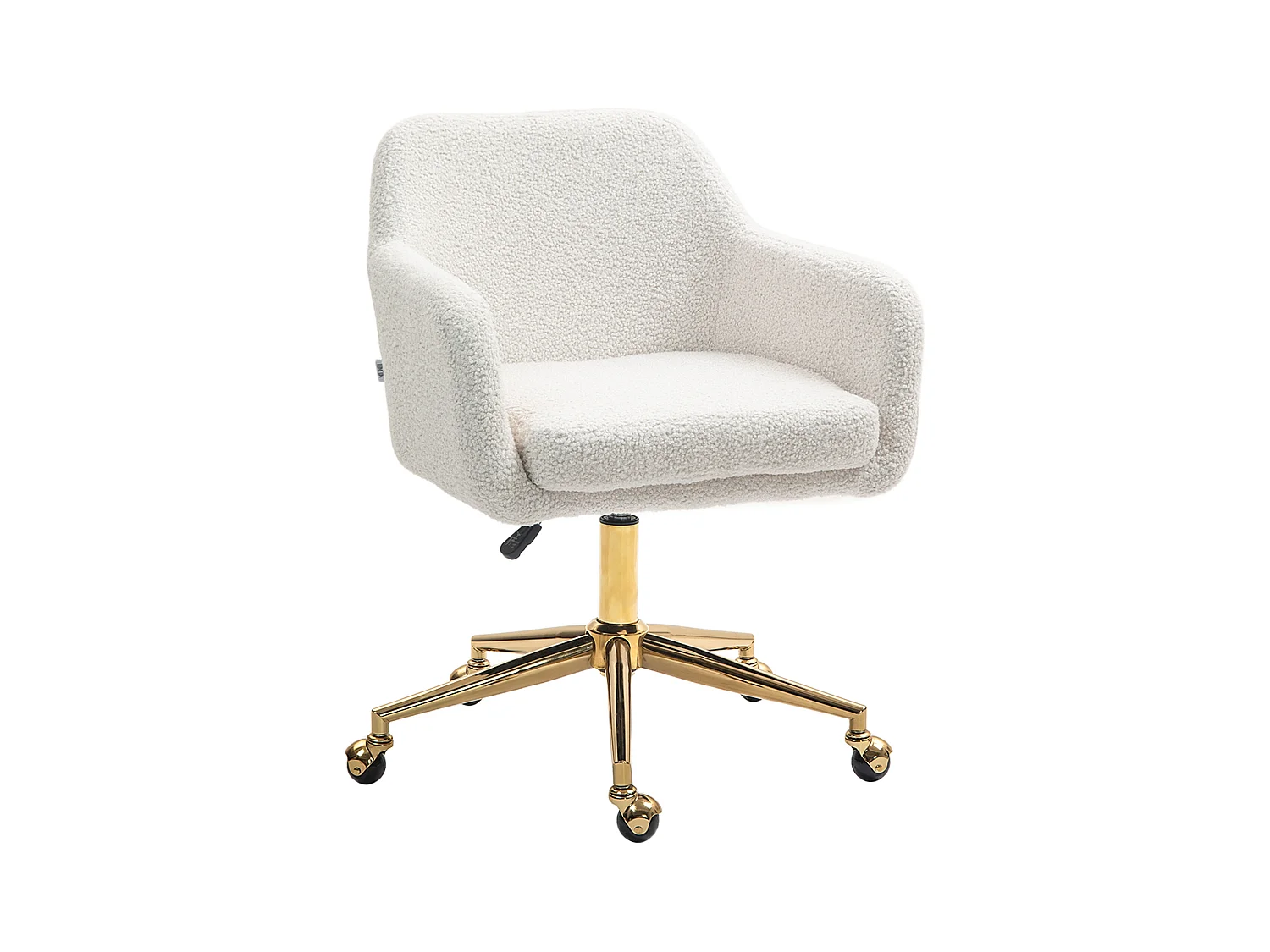 Fauteuil de bureau avec accoudoirs ajustables, haut dossier, tissu en lin, crème (60x61x79-88 cm)