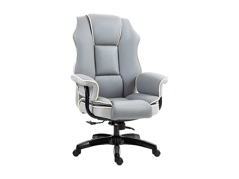 Silla de oficina ergonómica con respaldo reclinable y función balancín, gris claro (76x80x118-124 cm)