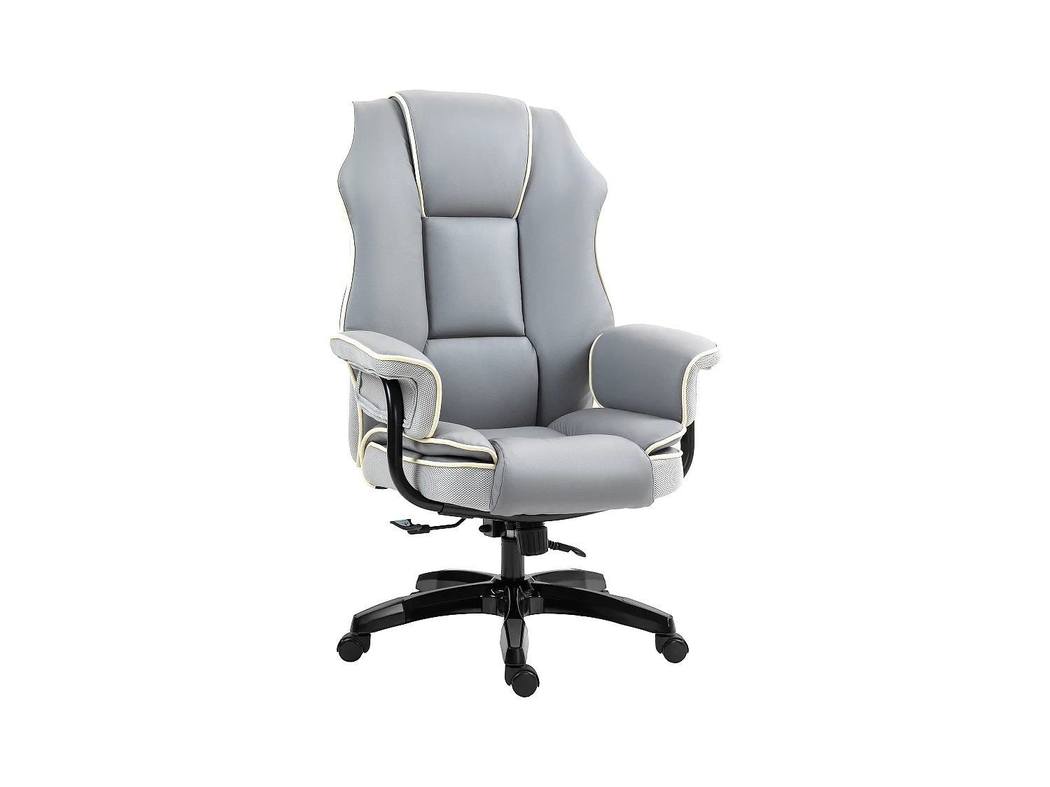 Silla de oficina ergonómica con respaldo reclinable y función balancín, gris claro (76x80x118-124 cm)