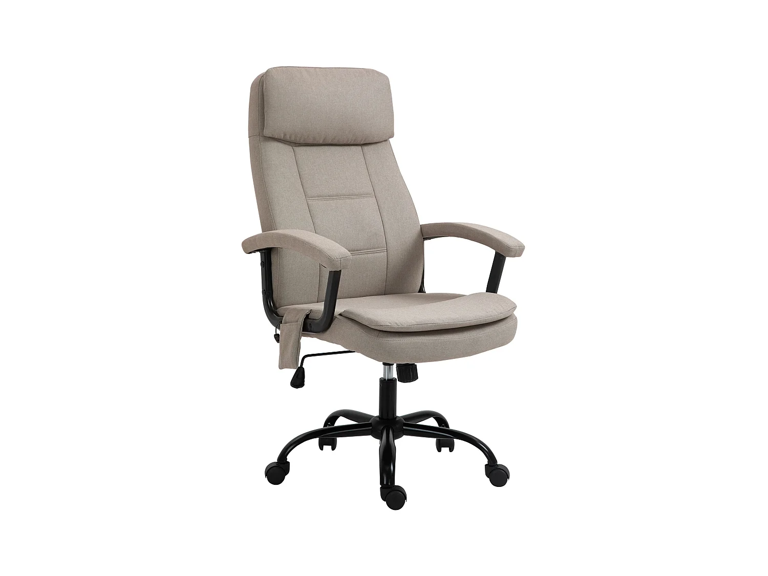 Fauteuil de bureau avec fonction massage, réglable en hauteur, tissu polyester, beige (63x70x121cm)