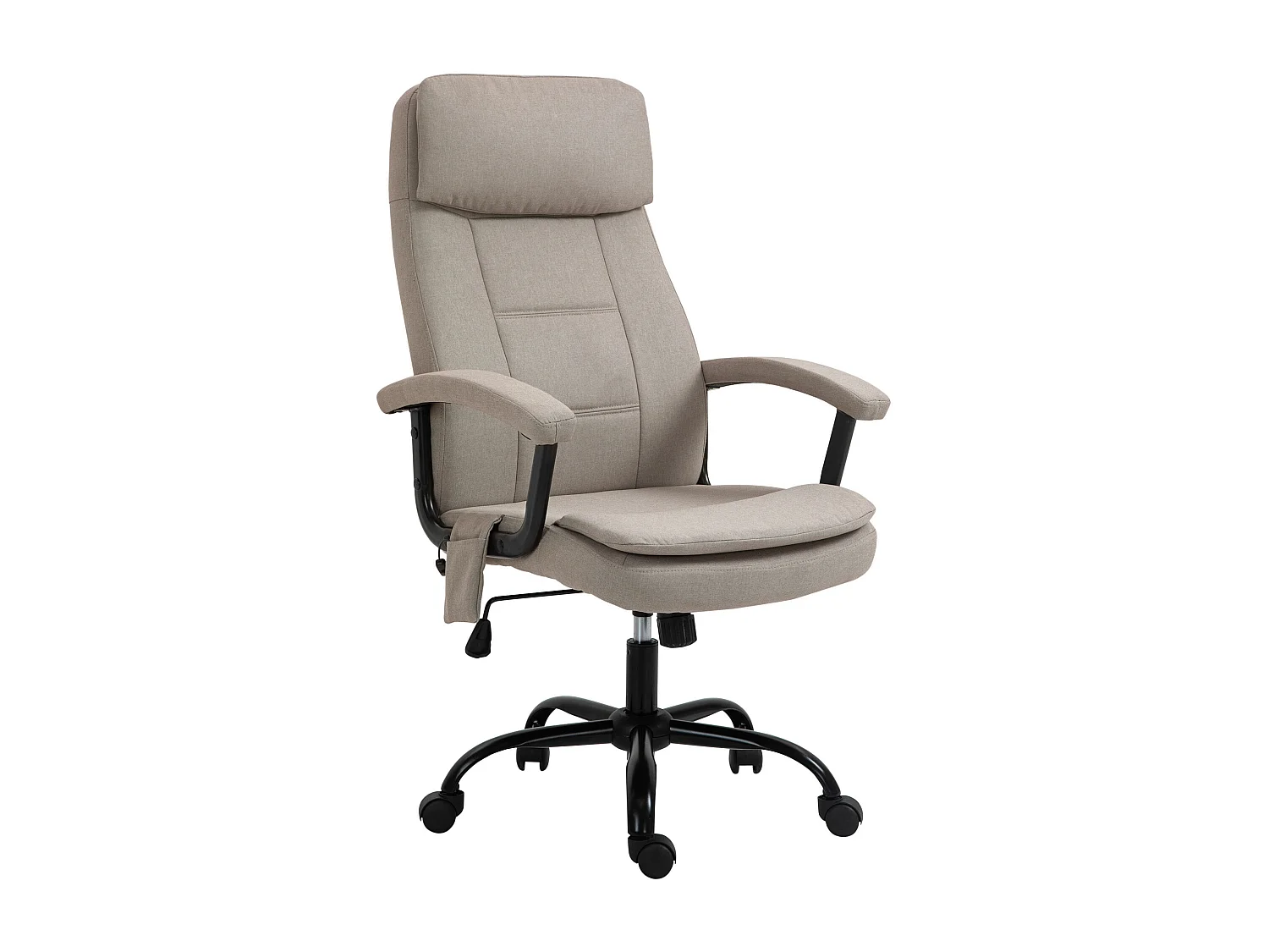 Fauteuil de bureau avec fonction massage, réglable en hauteur, tissu polyester, beige (63x70x121cm)