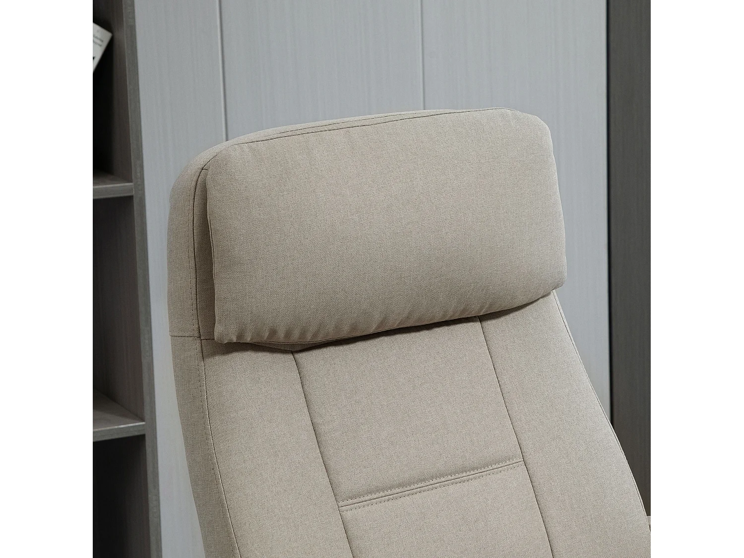 Fauteuil de bureau avec fonction massage, réglable en hauteur, tissu polyester, beige (63x70x121cm)