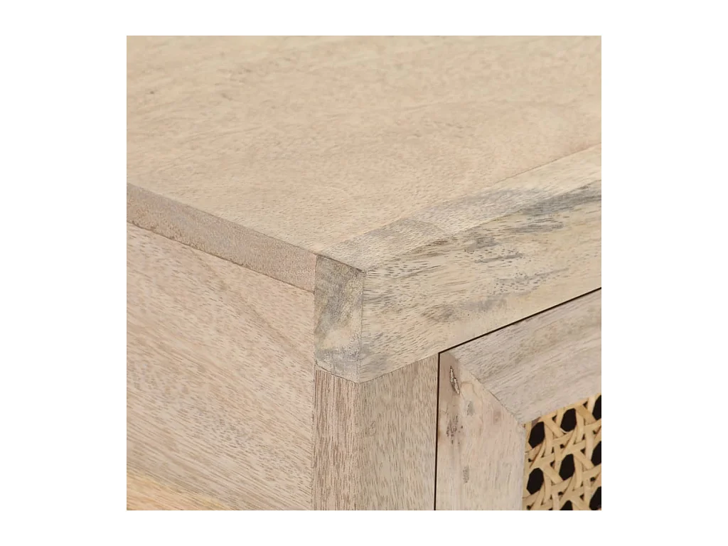 Consoletafel 100x35x76 cm Mangohout en natuurlijk riet