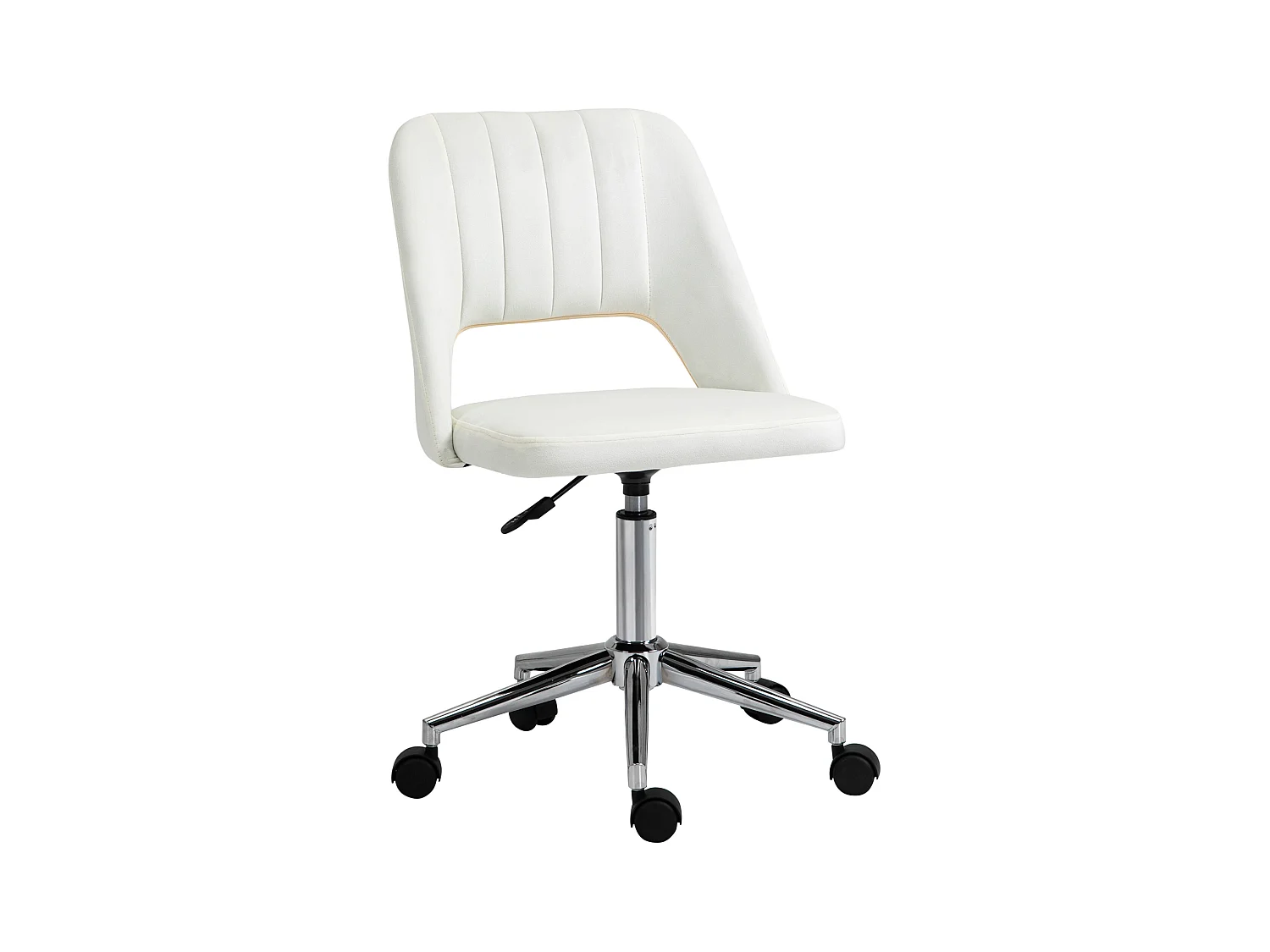 Chaise de bureau pivotante beige, réglable en hauteur, fauteuil ergonomique moderne, revêtement en polyester, (49x60x79-91 cm)