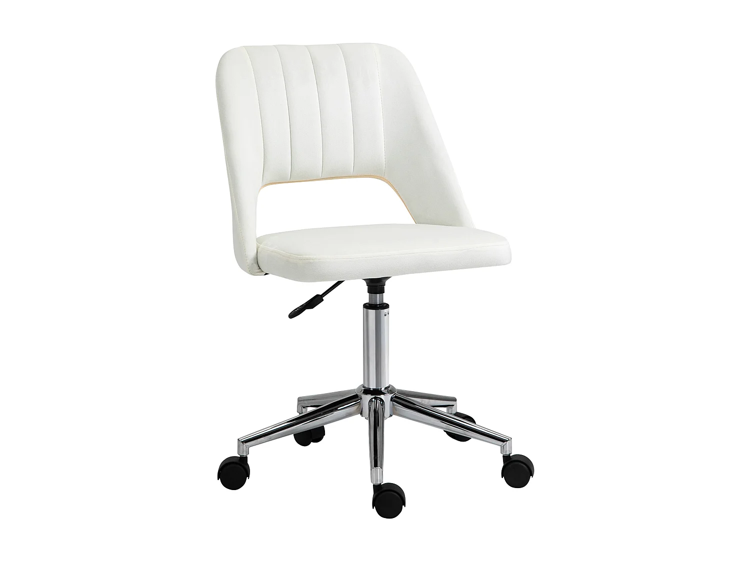 Chaise de bureau pivotante beige, réglable en hauteur, fauteuil ergonomique moderne, revêtement en polyester, (49x60x79-91 cm)