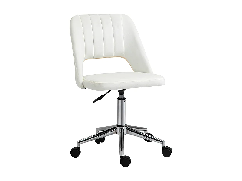 Chaise de bureau pivotante beige, réglable en hauteur, fauteuil ergonomique moderne, revêtement en polyester, (49x60x79-91 cm)