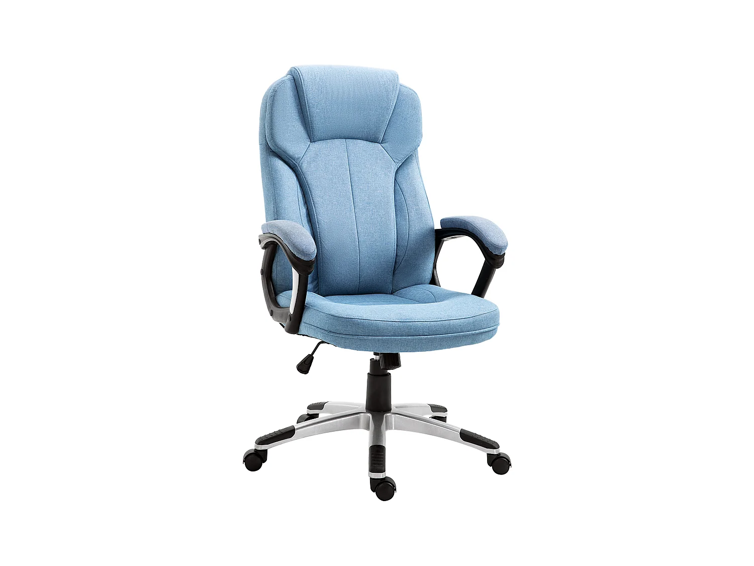 Fauteuil de bureau ergonomique avec dossier haut, réglable en hauteur, tissu lin, bleu clair (66x75x120 cm)