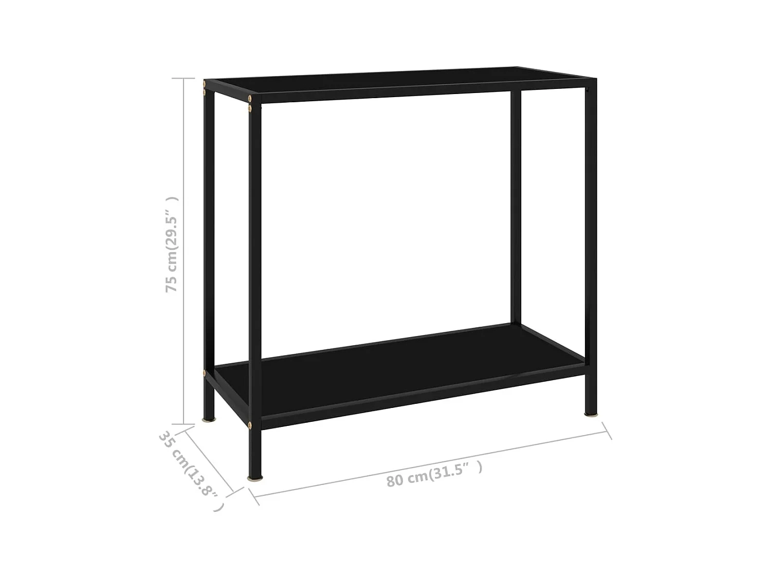 Consolle nera 80x35x75 cm Vetro temperato