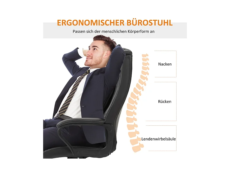 Chaise de bureau avec fonction massage, ergonomique, en simili cuir, marron (64x74x120 cm)