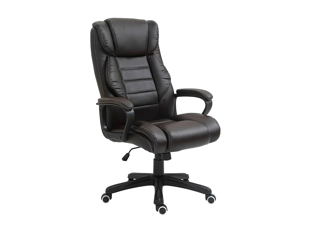 Chaise de bureau avec fonction massage, ergonomique, en simili cuir, marron (64x74x120 cm)