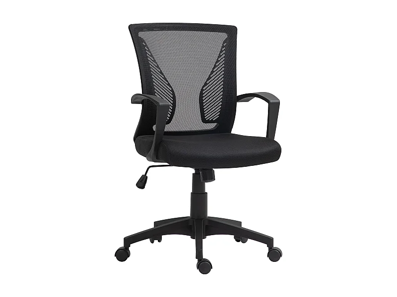 Sedia da ufficio ergonomica con funzione basculante, altezza regolabile, tessuto, nero (62x60x92-102 cm)