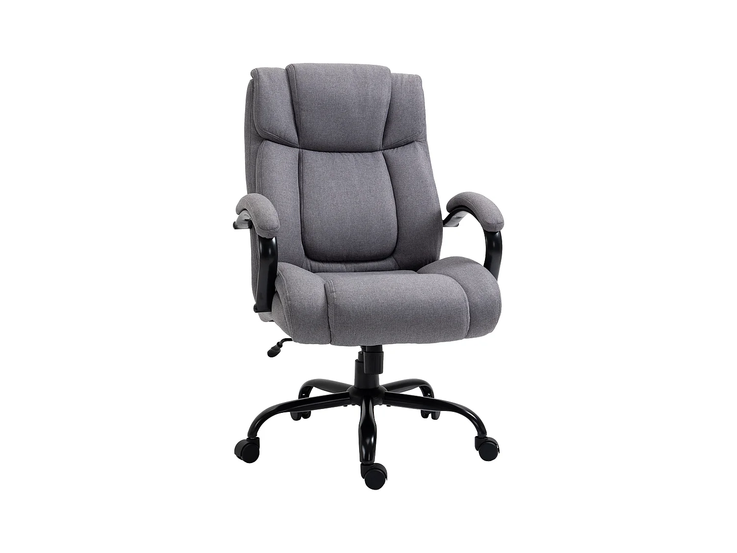 Silla de oficina ergonómica con función balancín, piel sintética, gris claro (72,5x83x118 cm)