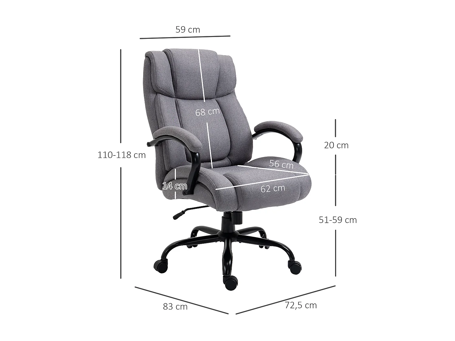 Ergonomische bureaustoel met schommelfunctie, kunstleer, lichtgrijs (72,5x83x118 cm)