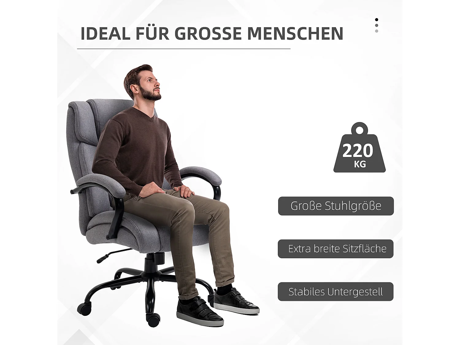 Ergonomische bureaustoel met schommelfunctie, kunstleer, lichtgrijs (72,5x83x118 cm)