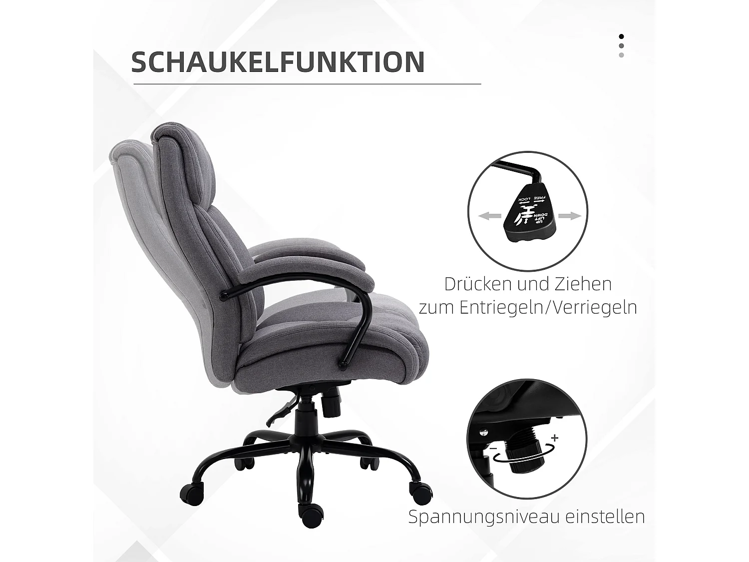 Ergonomische bureaustoel met schommelfunctie, kunstleer, lichtgrijs (72,5x83x118 cm)