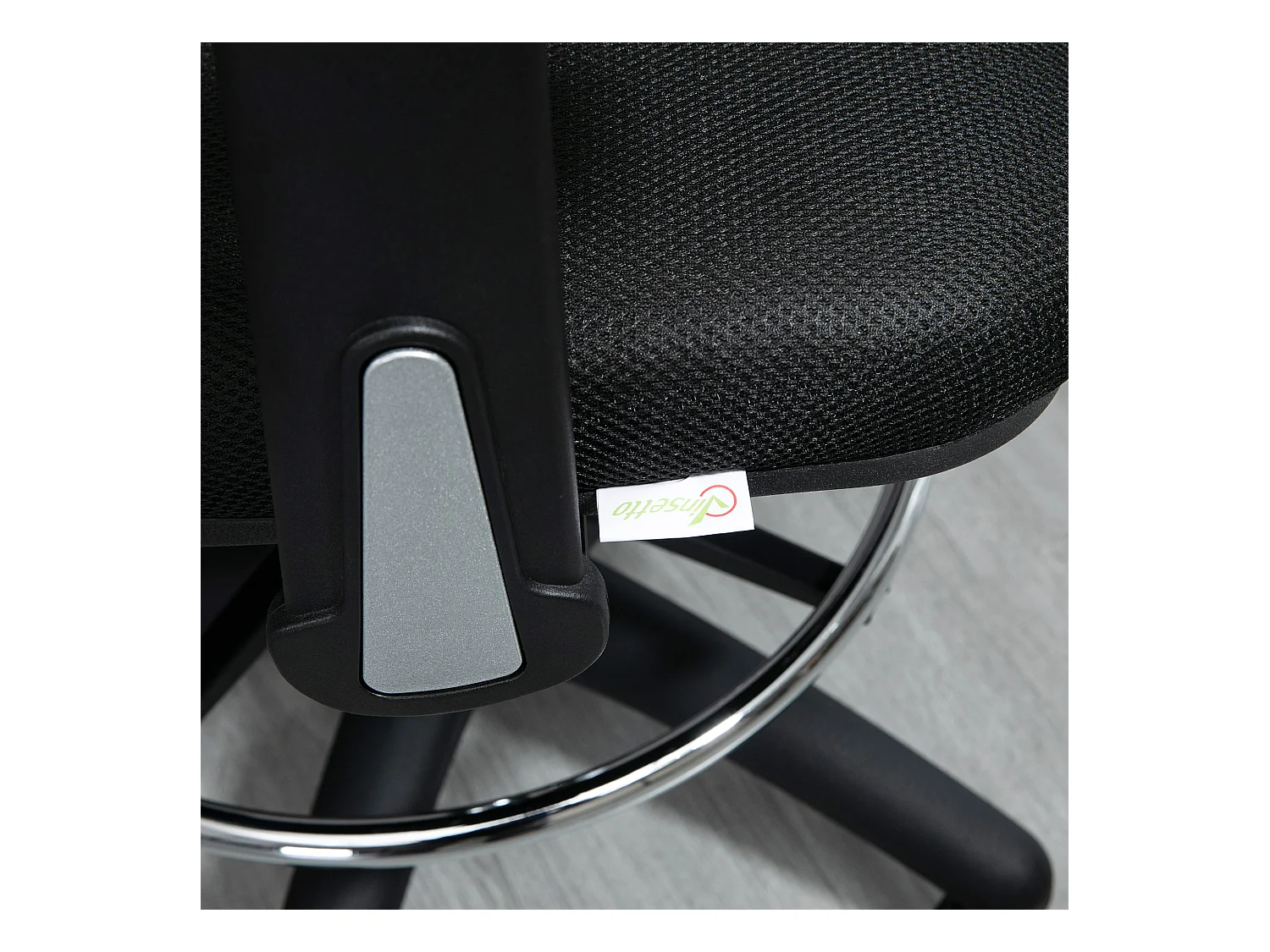 Fauteuil de bureau ergonomique avec accoudoirs et repose-pieds, mesh noir, hauteur réglable (59x59x95-115cm)