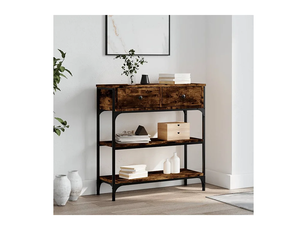 Table console chêne fumé 72,5x25x75 cm bois d'ingénierie