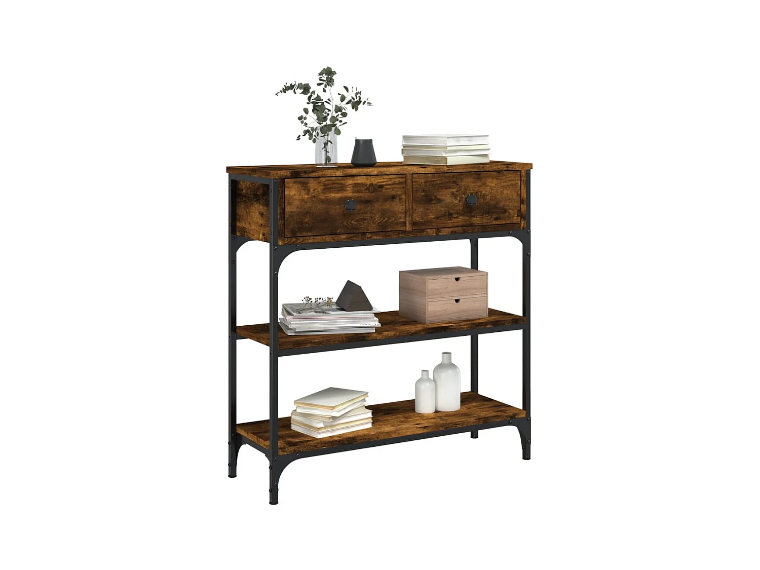 Table console chêne fumé 72,5x25x75 cm bois d'ingénierie