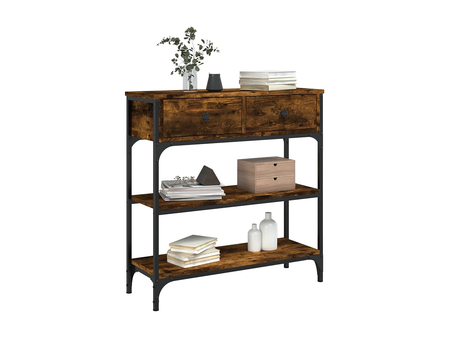 Consola de roble ahumado 72,5x25x75 cm madera de ingeniería