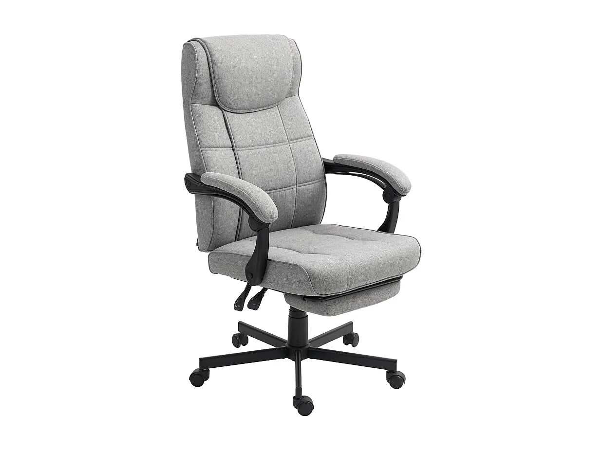 Fauteuil de bureau avec fonction massage, dossier inclinable, mousse haute densité, polyester, gris (70x65x117cm)