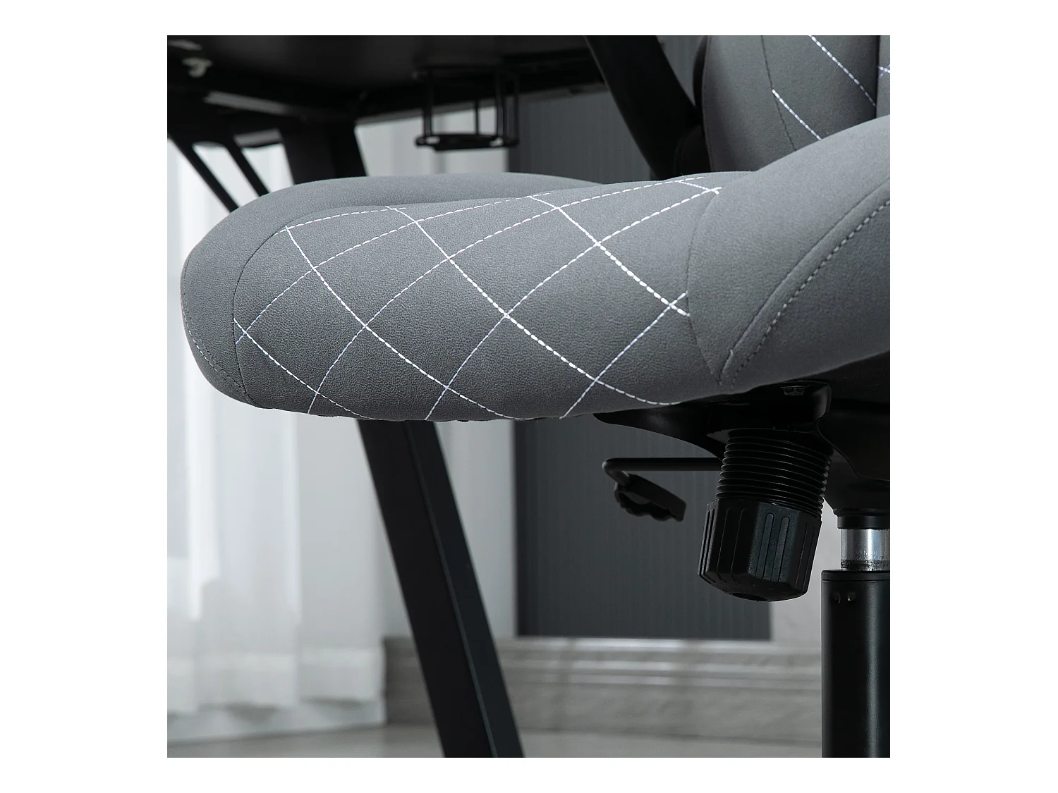 Fauteuil de bureau ergonomique avec fonction bascule, accoudoirs réglables, polyester gris foncé (65.5x69.5x122cm)