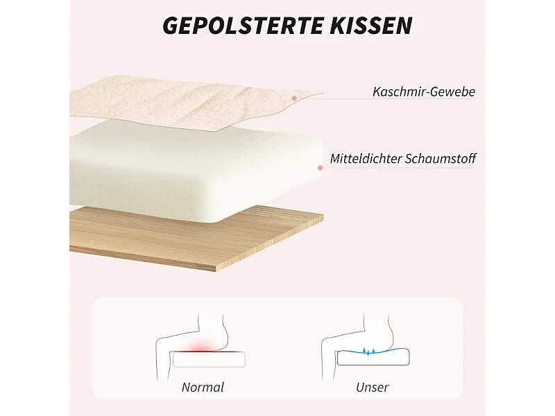 Ergonomische bureaustoel met armleuningen en kantelfunctie, in wollen stof, crème (67x58x91-99 cm)