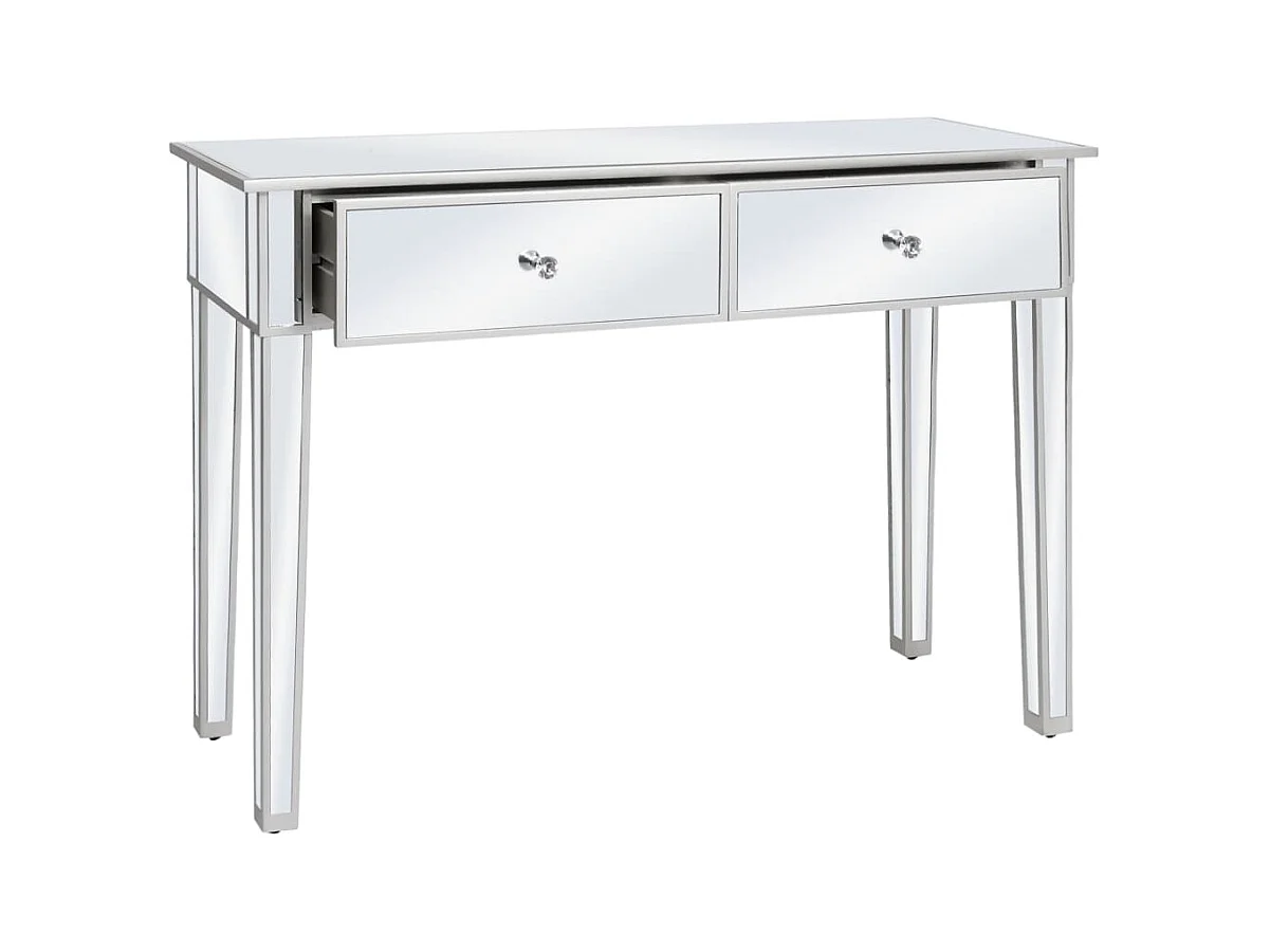 Table console miroir MDF et verre 106,5 x 38 x 76,5 cm