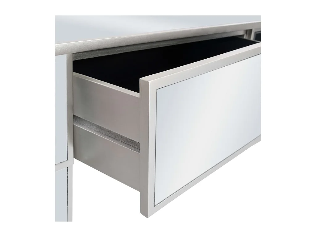 Table console miroir MDF et verre 106,5 x 38 x 76,5 cm