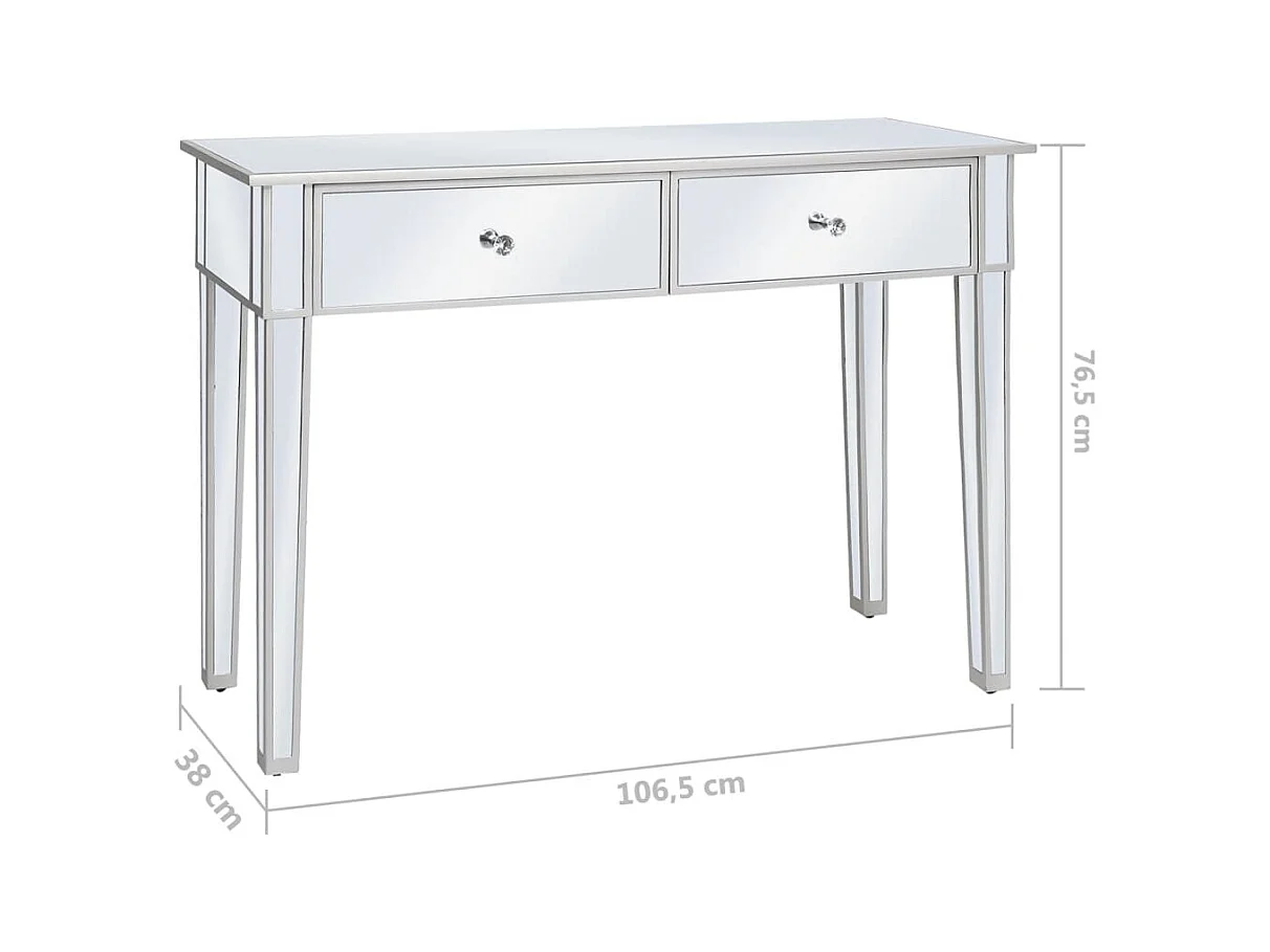 Table console miroir MDF et verre 106,5 x 38 x 76,5 cm