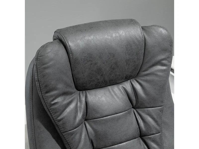Fauteuil de Bureau avec Massage et Chauffage, Ergonomique, 6 Points de Massage, Repose-Pieds, Tissu, Gris (65x70x119 cm)